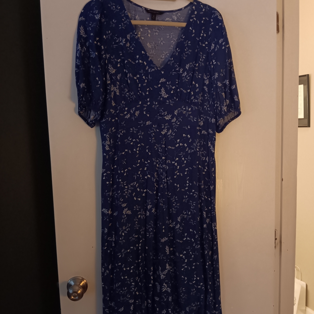 Banana Republic Navy Floral Midi Dress